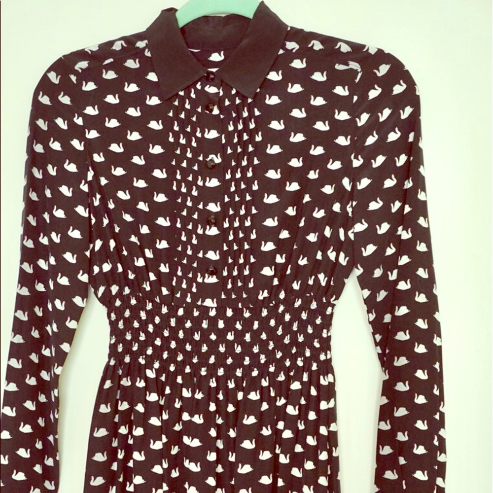 Kate Spade swan print shirt dress NWT